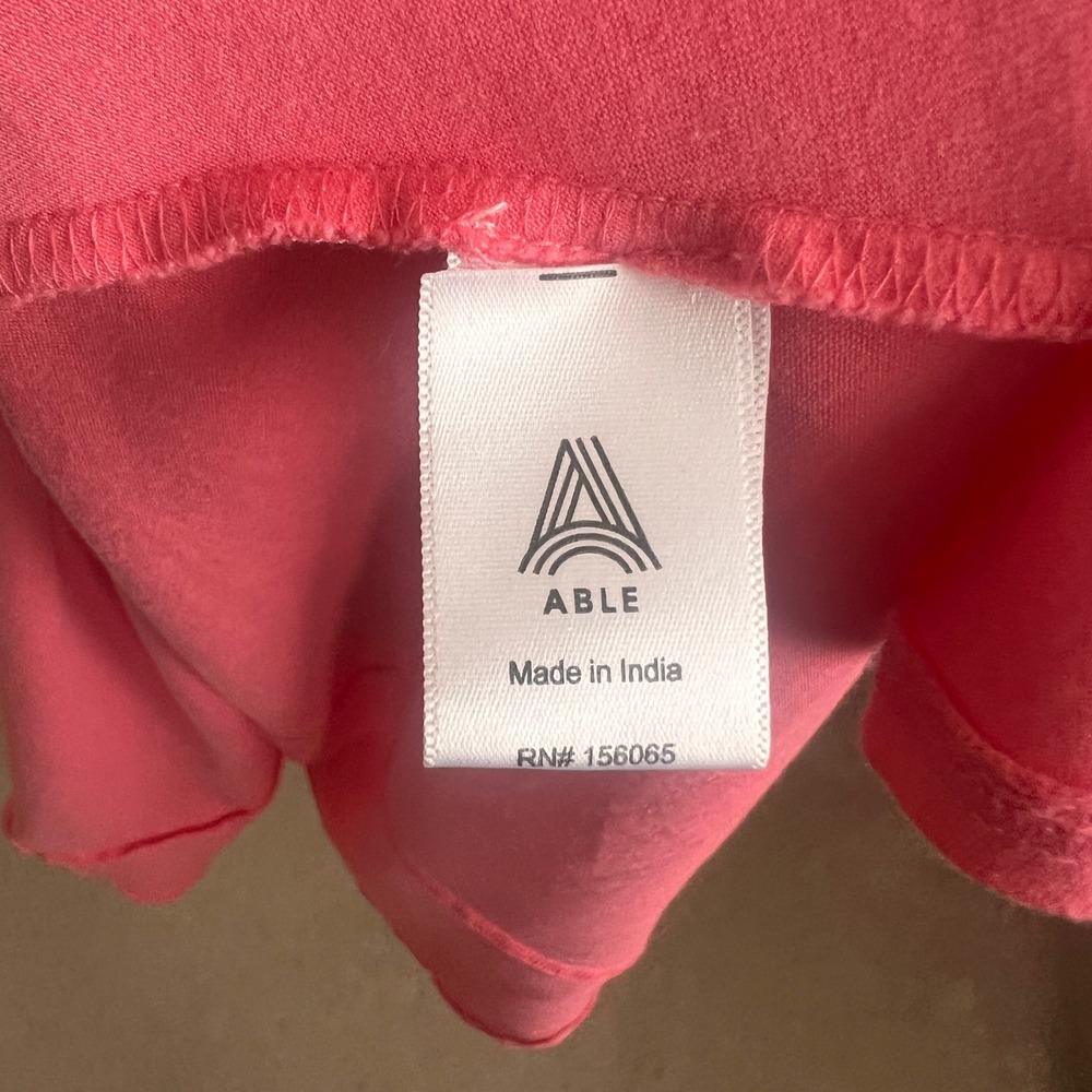 ABLE Coral Pink Square Neck Midi Dress Sleeveless Casual Womens Size Medium - Picture 5 of 9
